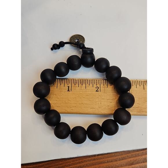 Two Wooden Carved And Charm Bead Bracelets Green/Black - Picture 7 of 7